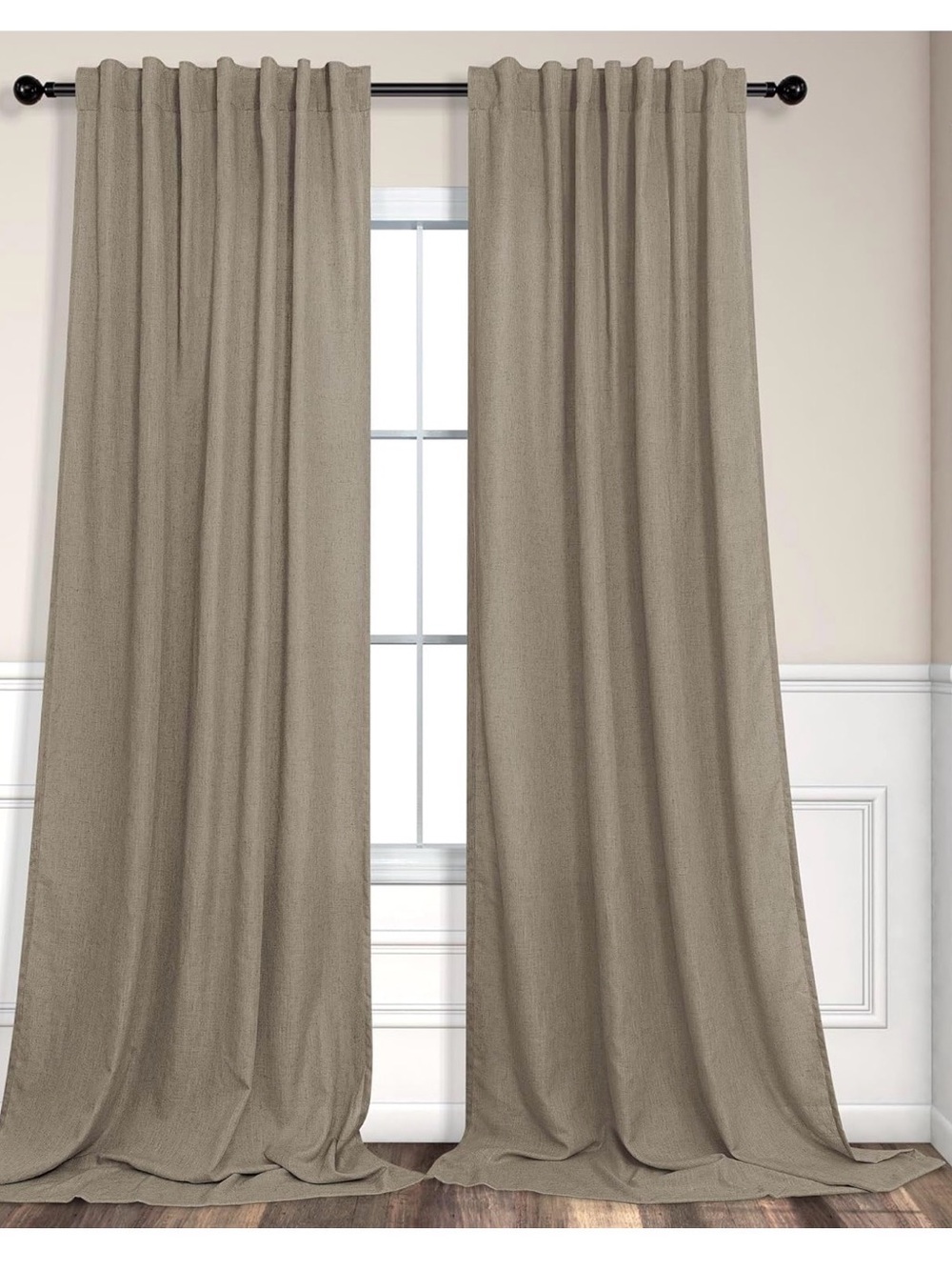 Neutral Taupe Window Curtain Panels -